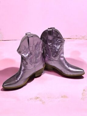 Women's Metallic Lilac Cowboy Boots - Brand Unknown Size 8